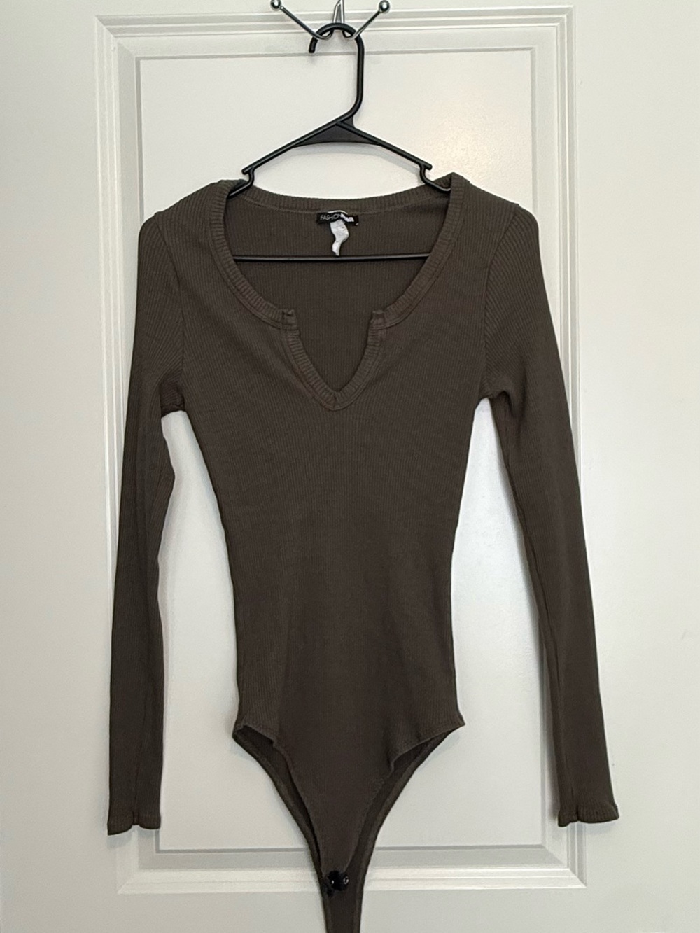 Fashion Nova Ribbed Long Sleeve Bodysuit 1X